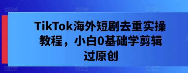 TikTok海外短剧去重实操教程，小白0基础学剪辑过原创汇创网-网创项目_汇创网_中创网_福缘网_冒泡网_资源整合平台汇创网
