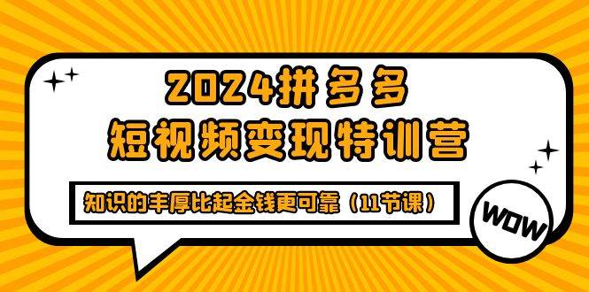 （9817期）2024拼多多短视频变现特训营，知识的丰厚比起金钱更可靠（11节课）汇创网-网创项目_汇创网_中创网_福缘网_冒泡网_资源整合平台汇创网