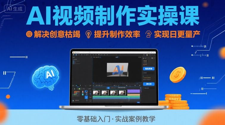 Ai视频制作实操课，解决创意枯竭、效率低下痛点，实现日更量产可持续变现汇创网-网创项目_汇创网_中创网_福缘网_冒泡网_资源整合平台汇创网