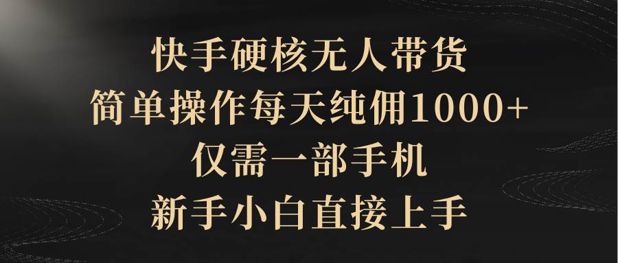 （9862期）快手硬核无人带货，简单操作每天纯佣1000+,仅需一部手机，新手小白直接上手汇创网-网创项目_汇创网_中创网_福缘网_冒泡网_网创项目平台汇创网