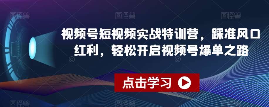 视频号短视频实战特训营，踩准风口红利，轻松开启视频号爆单之路汇创网-网创项目_汇创网_中创网_福缘网_冒泡网_资源整合平台汇创网