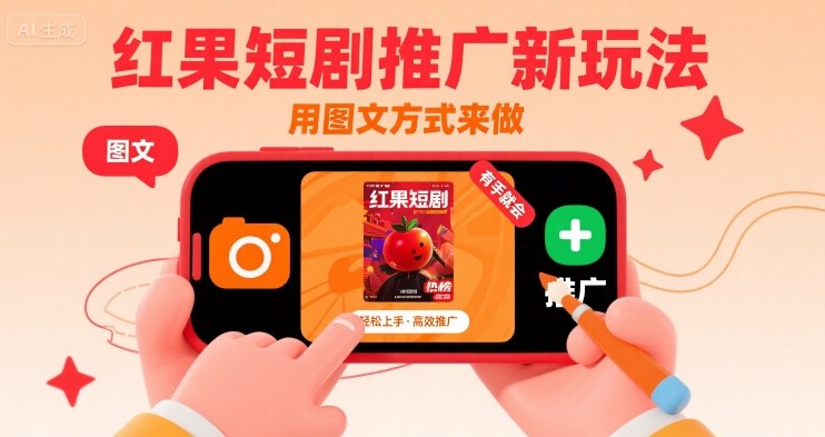 红果短剧推广新玩法，用图文方式来做，有手就会汇创网-网创项目_汇创网_中创网_福缘网_冒泡网_资源整合平台汇创网