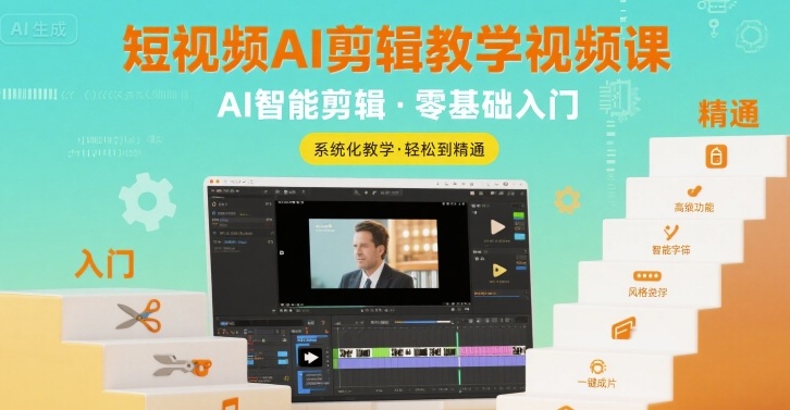 短视频AI剪辑教学视频课，入门到精通汇创网-网创项目_汇创网_中创网_福缘网_冒泡网_资源整合平台汇创网