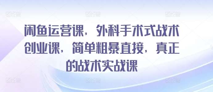 闲鱼运营课，外科手术式战术创业课，简单粗暴直接，真正的战术实战课汇创网-网创项目_汇创网_中创网_福缘网_冒泡网_资源整合平台汇创网