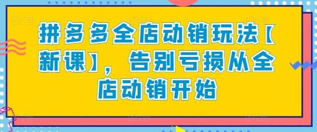 拼多多全店动销玩法【新课】，告别亏损从全店动销开始汇创网-网创项目_汇创网_中创网_福缘网_冒泡网_资源整合平台汇创网