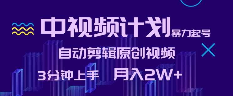 中视频计划暴力起号，自动剪辑原创视频，3分钟上手，月入2W+【揭秘】汇创网-网创项目_汇创网_中创网_福缘网_冒泡网_资源整合平台汇创网