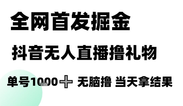 全网首发掘金抖音无人直播撸礼物，单号1k +无脑撸，当天拿结果【揭秘】汇创网-网创项目_汇创网_中创网_福缘网_冒泡网_网创项目平台汇创网