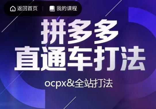 互力·拼多多直通车打法，ocpx&全站打法汇创网-网创项目_汇创网_中创网_福缘网_冒泡网_网创项目平台汇创网