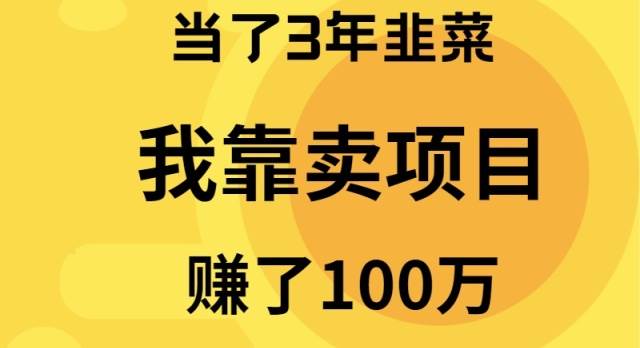 当了3年韭菜，我靠卖项目赚了100万汇创网-网创项目_汇创网_中创网_福缘网_冒泡网_资源整合平台汇创网