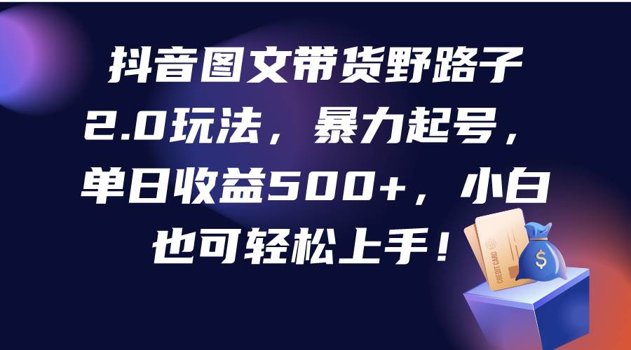 抖音图文带货野路子2.0玩法，暴力起号，单日收益500+，小白也可轻松上手！汇创网-网创项目_汇创网_中创网_福缘网_冒泡网_网创项目平台汇创网
