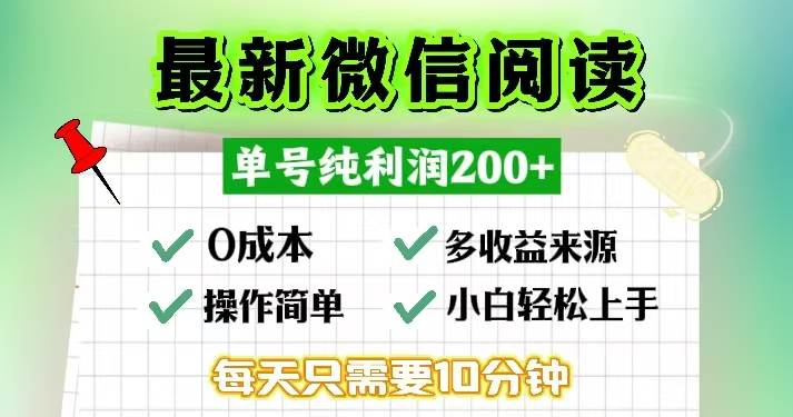 （13108期）微信阅读最新玩法，每天十分钟，单号一天200+，简单0零成本，当日提现汇创网-网创项目_汇创网_中创网_福缘网_冒泡网_资源整合平台汇创网