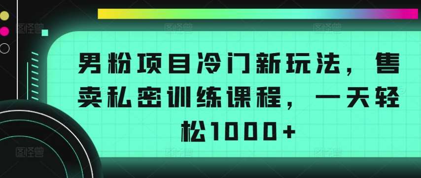 男粉项目冷门新玩法，售卖私密训练课程，一天轻松1000+【揭秘】汇创网-网创项目_汇创网_中创网_福缘网_冒泡网_网创项目平台汇创网