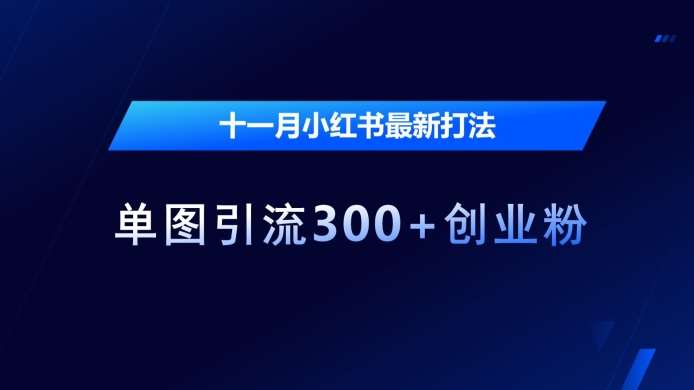 十一月小红书最新打法，单图引流300+创业粉【揭秘】汇创网-网创项目_汇创网_中创网_福缘网_冒泡网_网创项目平台汇创网