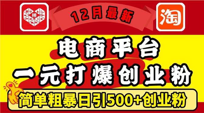 12月最新：电商平台1元打爆创业粉，简单粗暴日引500+精准创业粉，轻松月入过W【揭秘】汇创网-网创项目_汇创网_中创网_福缘网_冒泡网_网创项目平台汇创网