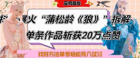 爆火“蒲松龄《狼》”实战拆解，仅6条作品涨粉24W，单条作品收获20W点赞，找对方法轻松起号月入过W汇创网-网创项目_汇创网_中创网_福缘网_冒泡网_资源整合平台汇创网