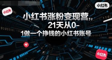 小红书涨粉变现营，21天从0-1做一个挣钱的小红书账号汇创网-网创项目_汇创网_中创网_福缘网_冒泡网_资源整合平台汇创网