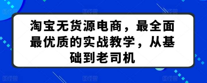 淘宝无货源电商，最全面最优质的实战教学，从基础到老司机汇创网-网创项目_汇创网_中创网_福缘网_冒泡网_网创项目平台汇创网