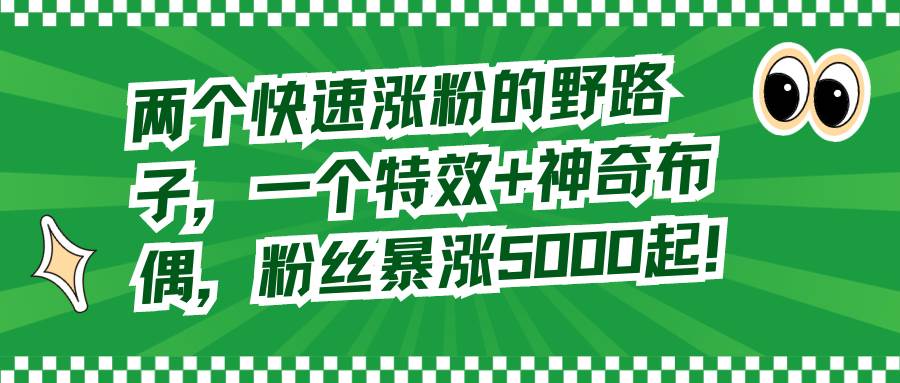 （8606期）两个快速涨粉的野路子，一个特效+神奇布偶，粉丝暴涨5000起！汇创网-网创项目_汇创网_中创网_福缘网_冒泡网_网创项目平台汇创网