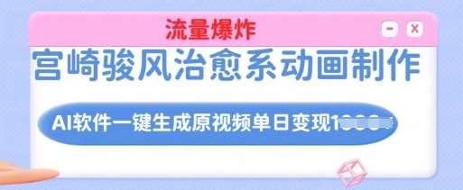 宫崎骏风治愈系动画制作，AI软件一键生成原创视频流量爆炸，单日变现多张，详细实操流程汇创网-网创项目_汇创网_中创网_福缘网_冒泡网_网创项目平台汇创网