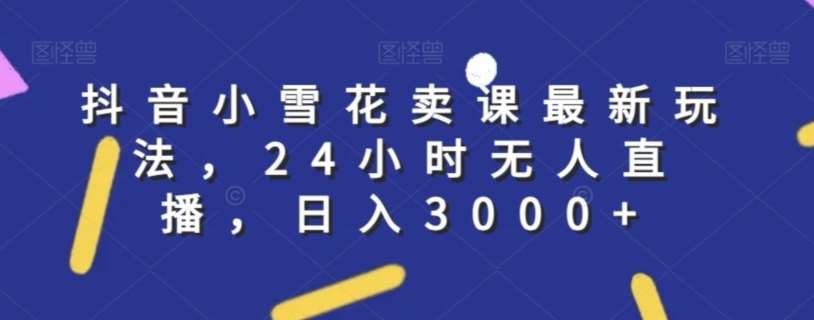 抖音小雪花卖课最新玩法，24小时无人直播，日入3000+【揭秘】汇创网-网创项目_汇创网_中创网_福缘网_冒泡网_资源整合平台汇创网