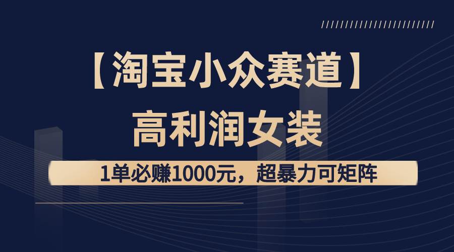 【淘宝小众赛道】高利润女装：1单必赚1000元，超暴力可矩阵汇创网-网创项目_汇创网_中创网_福缘网_冒泡网_资源整合平台汇创网