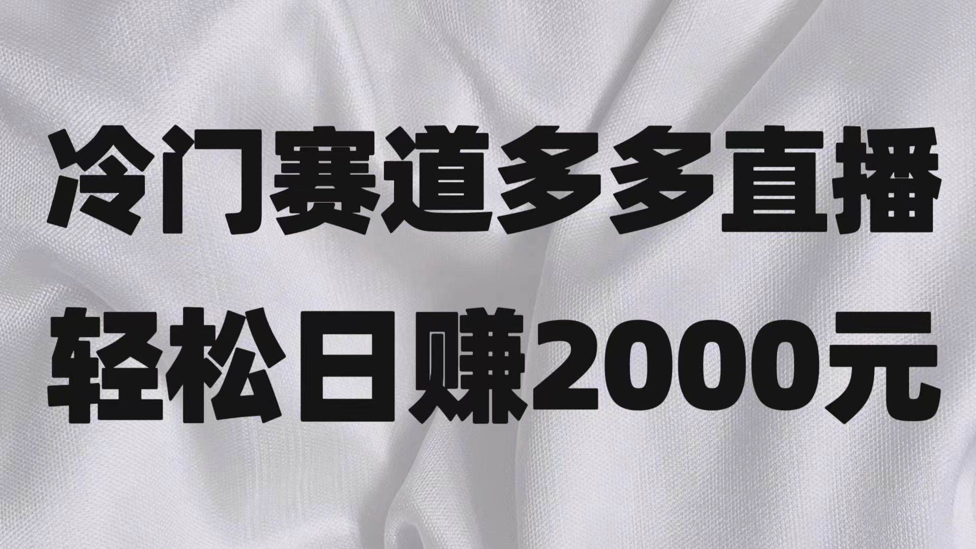 冷门赛道拼多多直播项目，简单念稿子，日收益2000＋汇创网-网创项目_汇创网_中创网_福缘网_冒泡网_资源整合平台汇创网