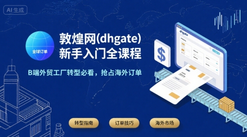 敦煌网(dhgate)新手入门全课程，B端外贸工厂转型必看，抢占海外订单汇创网-网创项目_汇创网_中创网_福缘网_冒泡网_资源整合平台汇创网
