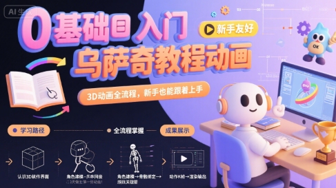 0基础入门乌萨奇教程动画，3D动画全流程，新手也能跟着上手汇创网-网创项目_汇创网_中创网_福缘网_冒泡网_资源整合平台汇创网
