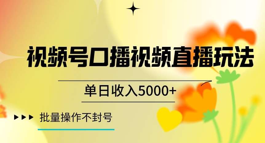 视频号囗播视频直播玩法，单日收入5000+，批量操作不封号【揭秘】汇创网-网创项目_汇创网_中创网_福缘网_冒泡网_资源整合平台汇创网