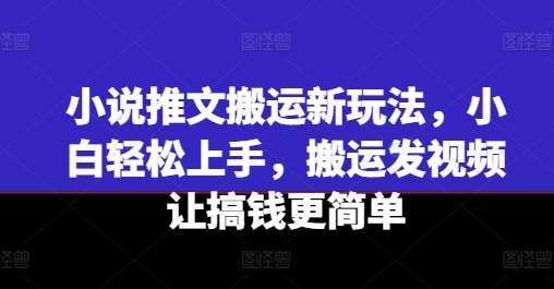 小说推文搬运新玩法，小白轻松上手，搬运发视频让搞钱更简单汇创网-网创项目_汇创网_中创网_福缘网_冒泡网_网创项目平台汇创网