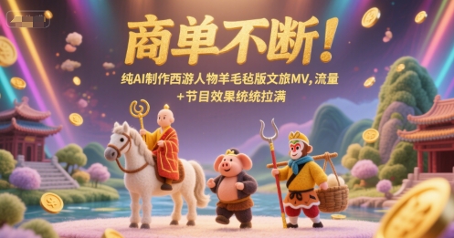 商单不断！纯AI制作西游人物羊毛毡版文旅MV，流量+节目效果统统拉满汇创网-网创项目_汇创网_中创网_福缘网_冒泡网_网创项目平台汇创网
