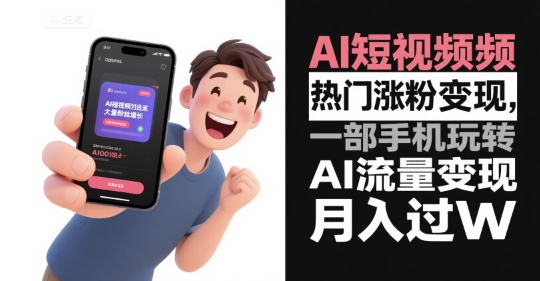 AI短视频热门涨粉变现，一部手机玩转AI流量变现，月入过W汇创网-网创项目_汇创网_中创网_福缘网_冒泡网_资源整合平台汇创网