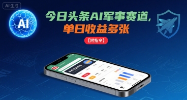 今日头条AI军事赛道，单日收益多张 ，手机可做【附指令】汇创网-网创项目_汇创网_中创网_福缘网_冒泡网_网创项目平台汇创网