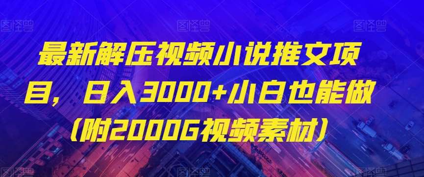 最新解压视频小说推文项目，日入3000+小白也能做（附2000G视频素材）【揭秘】汇创网-网创项目_汇创网_中创网_福缘网_冒泡网_资源整合平台汇创网