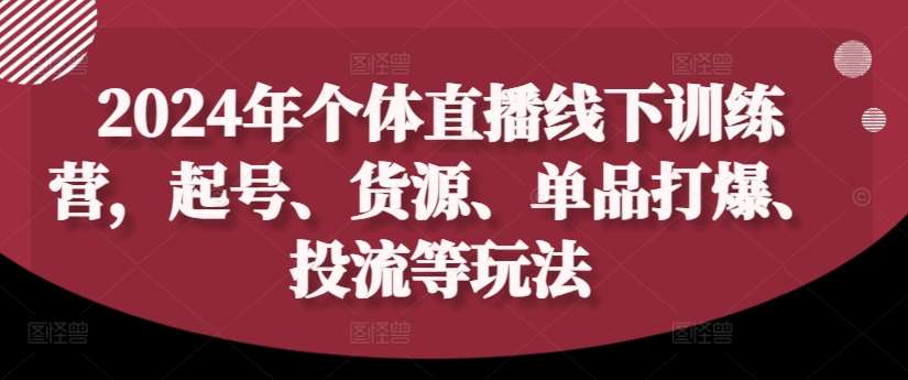 2024年个体直播训练营，起号、货源、单品打爆、投流等玩法汇创网-网创项目_汇创网_中创网_福缘网_冒泡网_资源整合平台汇创网