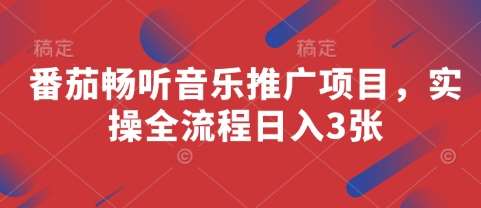 番茄畅听音乐推广项目，实操全流程日入3张汇创网-网创项目_汇创网_中创网_福缘网_冒泡网_资源整合平台汇创网