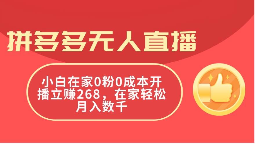 （11521期）拼多多无人直播，小白在家0粉0成本开播立赚268，在家轻松月入数千汇创网-网创项目_汇创网_中创网_福缘网_冒泡网_资源整合平台汇创网