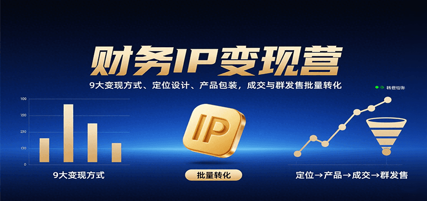 财务IP变现营：9大变现方式、定位设计、产品包装，成交与群发售批量转化汇创网-网创项目_汇创网_中创网_福缘网_冒泡网_网创项目平台汇创网