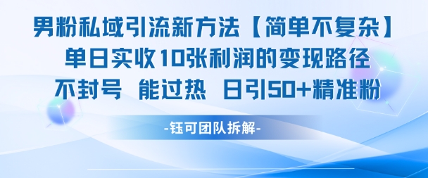 男粉私域引流新方法，单日收10张利润，日引流50+精准粉汇创网-网创项目_汇创网_中创网_福缘网_冒泡网_资源整合平台汇创网