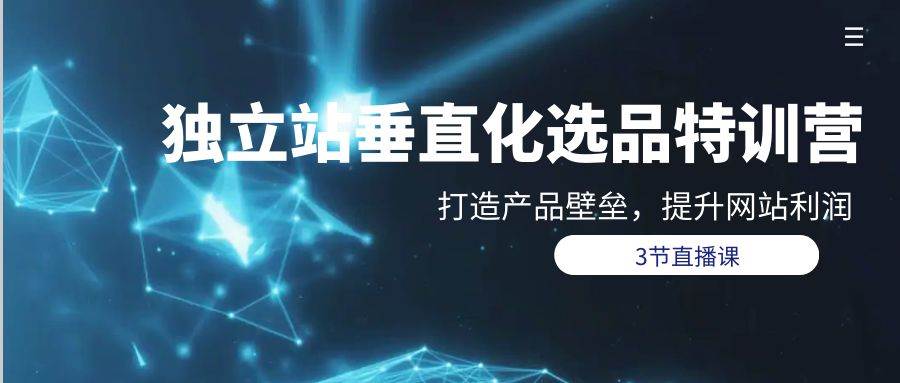 独立站-垂直化选品训练营，打造产品壁垒，提升网站利润（3节直播课）汇创网-网创项目_汇创网_中创网_福缘网_冒泡网_资源整合平台汇创网