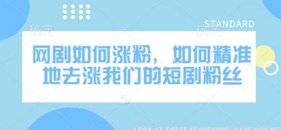 网剧如何涨粉，如何精准地去涨我们的短剧粉丝汇创网-网创项目_汇创网_中创网_福缘网_冒泡网_资源整合平台汇创网