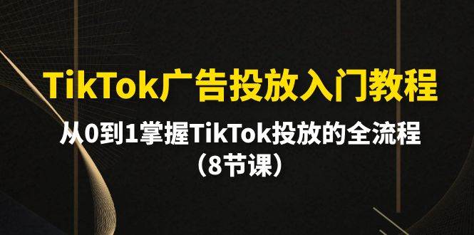 TikTok广告投放入门教程，从0到1掌握TikTok投放的全流程（8节课）汇创网-网创项目_汇创网_中创网_福缘网_冒泡网_网创项目平台汇创网