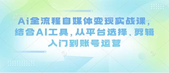 Ai全流程自媒体变现实战课，结合AI工具，从平台选择、剪辑入门到账号运营汇创网-网创项目_汇创网_中创网_福缘网_冒泡网_资源整合平台汇创网