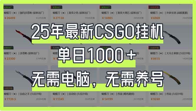 （14178期）25年最新CSGO挂机系统，单日1000+，无需电脑，无需养号，0基础可上手汇创网-网创项目_汇创网_中创网_福缘网_冒泡网_资源整合平台汇创网