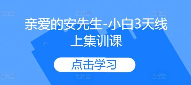 亲爱的安先生-小白3天线上集训课汇创网-网创项目_汇创网_中创网_福缘网_冒泡网_资源整合平台汇创网