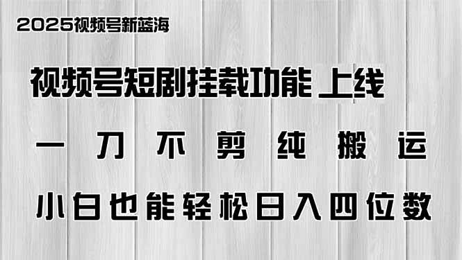 （14310期）视频号短剧挂载功能上线，一刀不剪纯搬运，小白也能轻松日入四位数汇创网-网创项目_汇创网_中创网_福缘网_冒泡网_资源整合平台汇创网