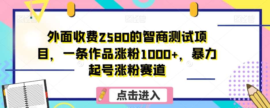 外面收费2580的智商测试项目，一条作品涨粉1000+，暴力起号涨粉赛道【揭秘】汇创网-网创项目_汇创网_中创网_福缘网_冒泡网_资源整合平台汇创网
