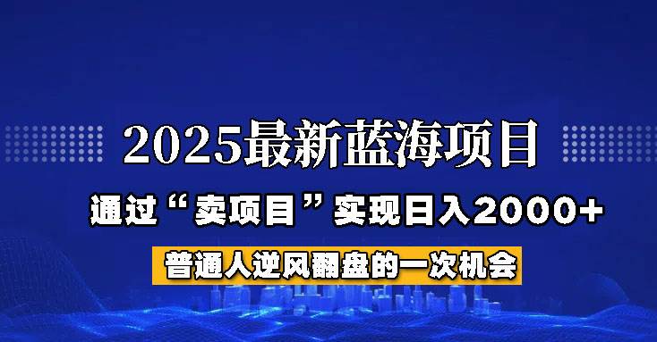 2025年蓝海项目，如何通过“网创项目”日入2000+汇创网-网创项目_汇创网_中创网_福缘网_冒泡网_资源整合平台汇创网