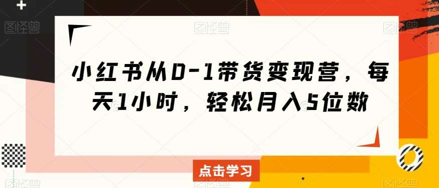 小红书从0-1带货变现营，每天1小时，轻松月入5位数汇创网-网创项目_汇创网_中创网_福缘网_冒泡网_网创项目平台汇创网