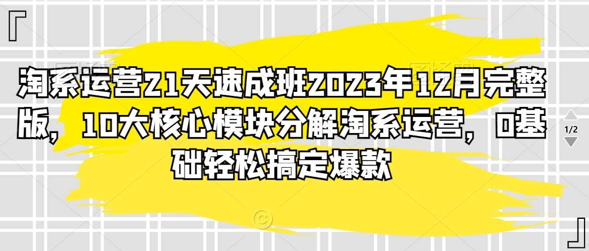 淘系运营21天速成班2023年12月完整版，10大核心模块分解淘系运营，0基础轻松搞定爆款汇创网-网创项目_汇创网_中创网_福缘网_冒泡网_资源整合平台汇创网